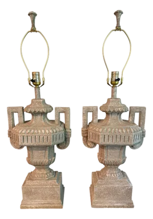 Late 20th Century Composite Urn Table Lamps - A Pair