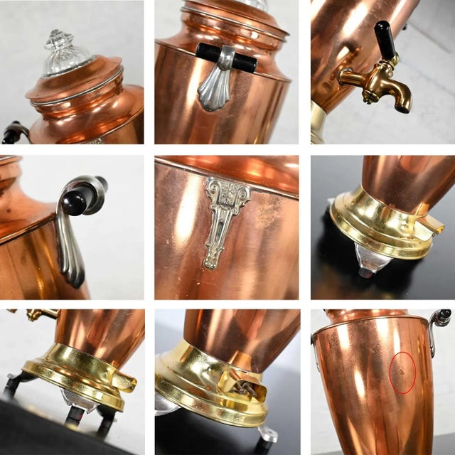 Vintage Art Deco Brass & Copper Coffee Urns Bakelite Handles Set of 4 For Sale - Image 11 of 13
