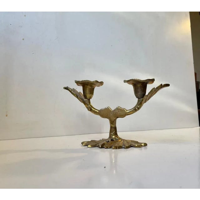 Vintage Brass Italian Leaf Candleholder, 1970s For Sale - Image 6 of 6