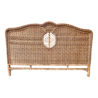 Polo Ralph Lauren Boho Coastal Style Wicker King Size Bed Headboard. Circa 1990s For Sale
