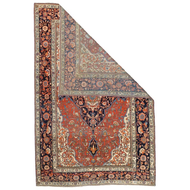 Antique Persian Mohtasham Kashan Rug 4’3" x 6’5". The Revival Period rugs woven by two generations of Mohtashams, from...