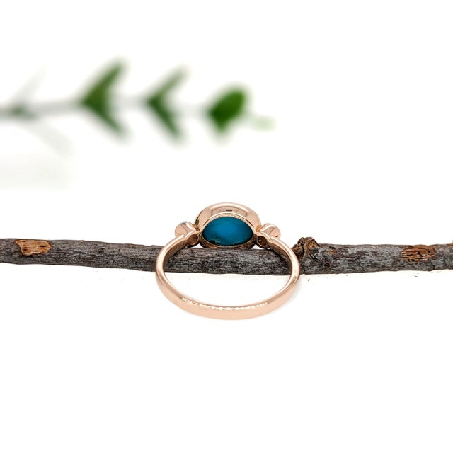 2020s 1.5ct Turquoise Ring W Natural Diamond Accents in Solid 14k Yellow Gold For Sale - Image 5 of 6