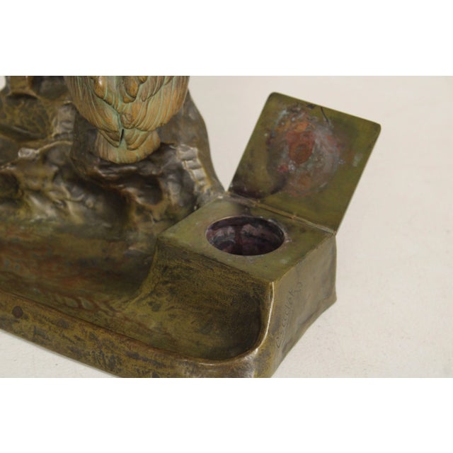 Bronze Antique Austrian Sculptural Condor Bronze Inkwell For Sale - Image 8 of 12