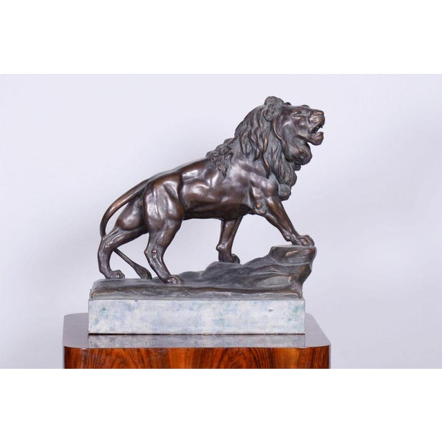 Art Deco Sclpture of Lion in Ceramic and Bronze from Goldscheider, Vienna, Austria, 1910s For Sale - Image 12 of 14