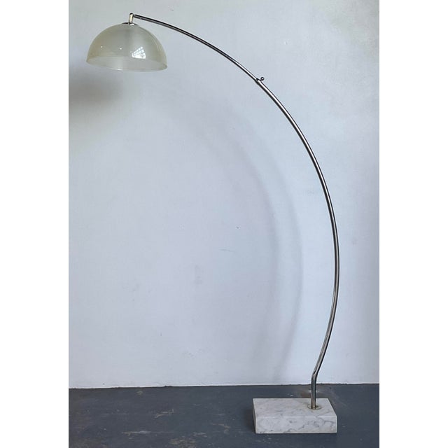 Vintage Chrome and Glass Arc Lamp For Sale - Image 4 of 12