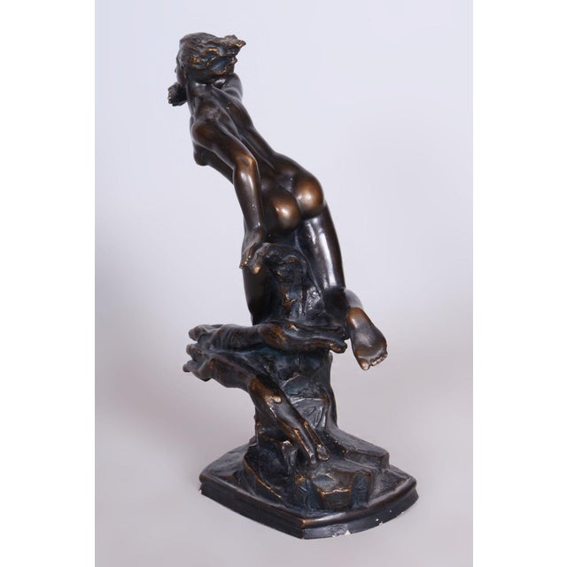 Brown Vintage Art Deco Sculpture in Ceramic and Bronze by Jan Lichtág, 1930s For Sale - Image 8 of 12