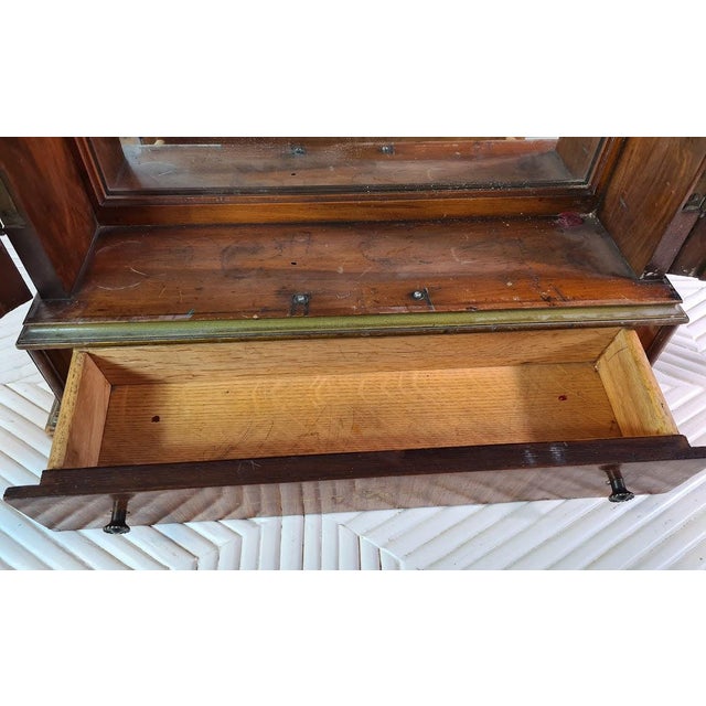 Brown Antique Rosewood Marquetry Mirrored Wall Cabinet For Sale - Image 8 of 9