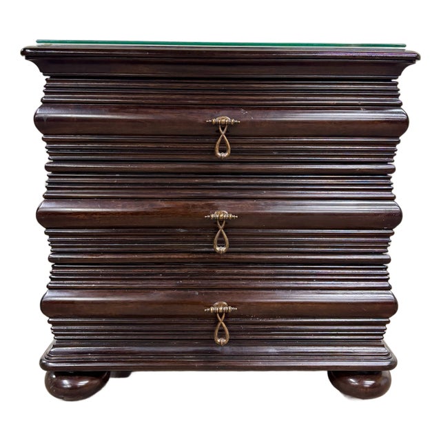 Vintage Tommy Bahama Royal Kaha Black Sands Mahogany Lamp Table Chest Nightstand For Sale