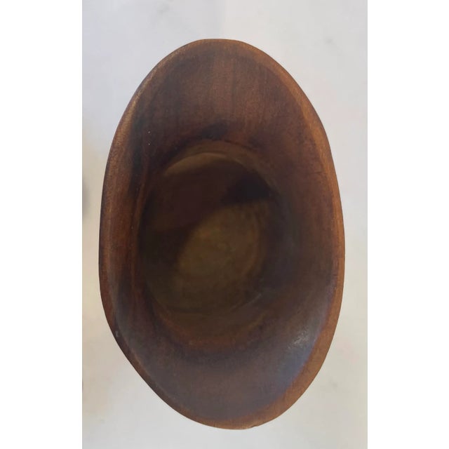 Brown Vintage Hand Carved Wooden Vase For Sale - Image 8 of 10