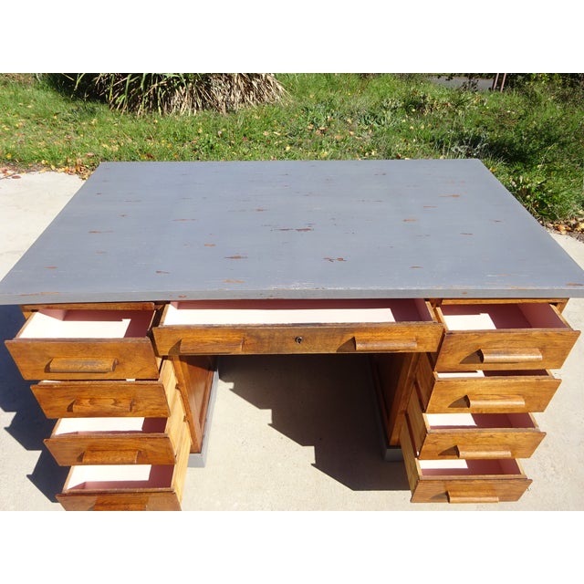 Vintage American Oak Desk, 1950s For Sale - Image 17 of 18