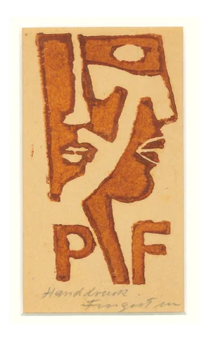 Ex Libris - PF - Original Woodcut by M. Fingesten - Early 1900 Early 1900