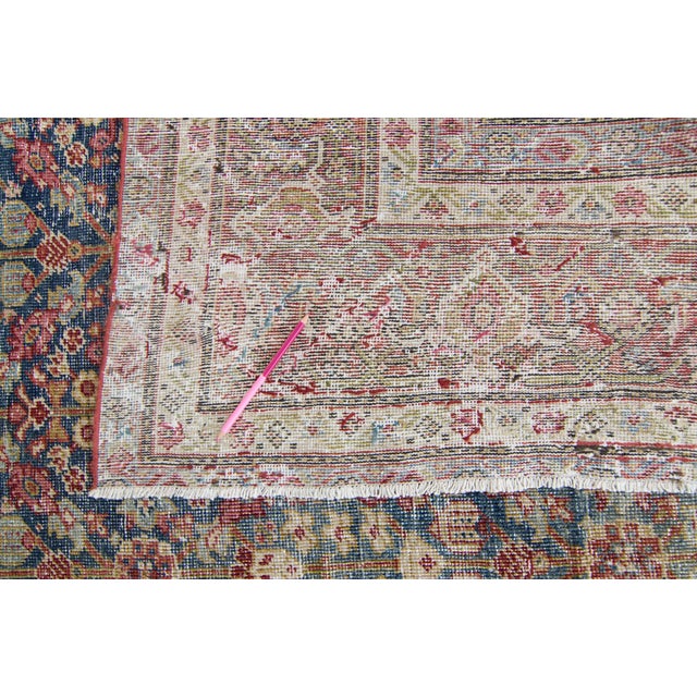 1900s Antique Allover Blue Maroon Floral Design Hand-Knotted Rug - 8’7” X 12’8” For Sale - Image 10 of 10
