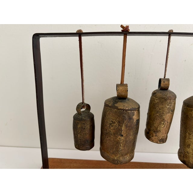 Rustic Vintage Cast Brass Bells – Rustic Hanging Bell Set For Sale - Image 3 of 13