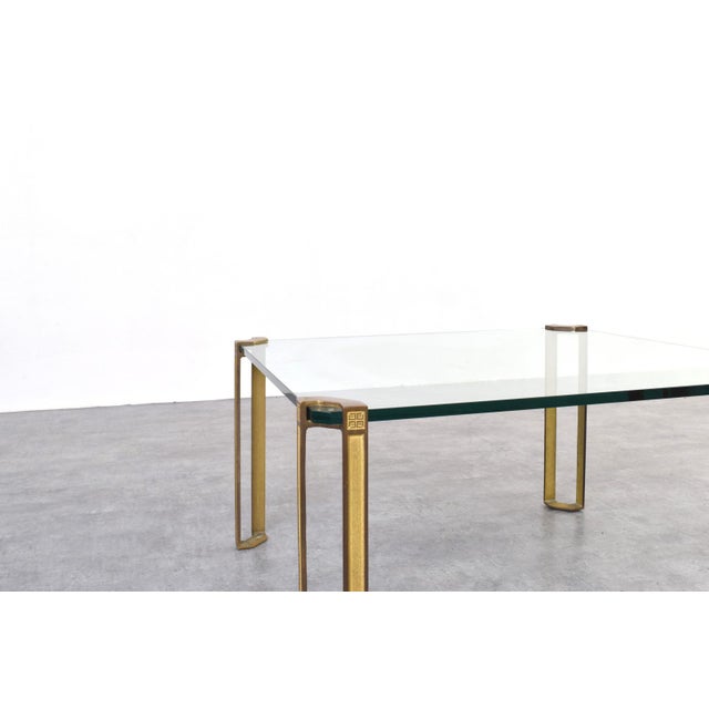 Hollywood Regency Brass and Glass Coffee Table by Peter Ghyczy, 1970s For Sale - Image 6 of 9