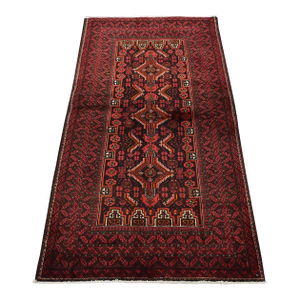 Baloch Rug 3'4'' X 6'1'' Black Wool Vintage Tribal Hand-Knotted Oriental Carpet