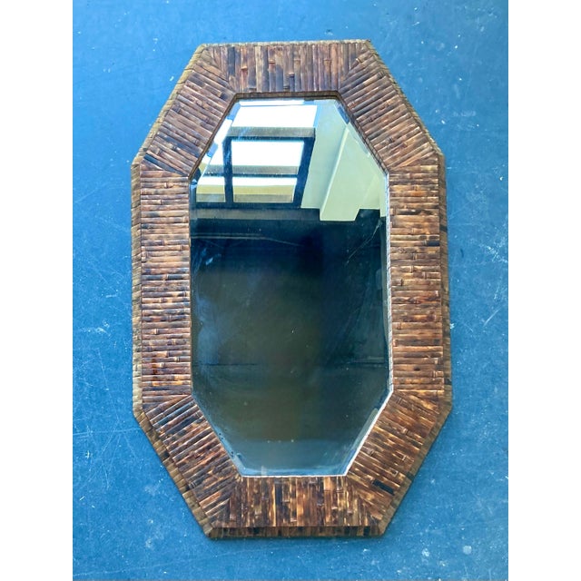 Brown Vintage Boho Harrison Van Horn Split Bamboo Octagon Mirror For Sale - Image 8 of 12