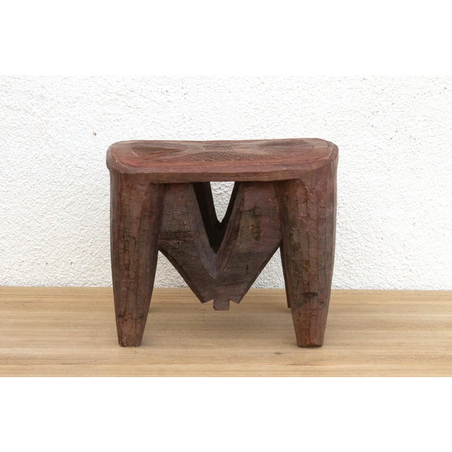 Tribal Tribal Design Nupe Carved Stool For Sale - Image 3 of 8