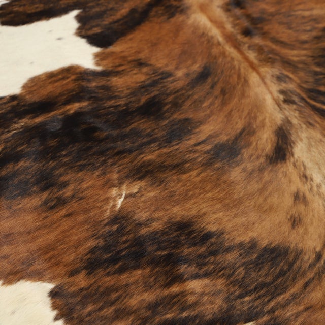Rustic Vintage Brindle Tricolor Cowhide Rug, 1990s For Sale - Image 3 of 5