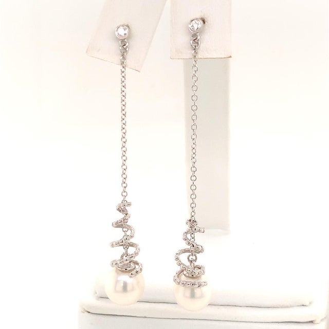 Akoya Pearl Earrings 14k White Gold Certified For Sale In New York - Image 6 of 13