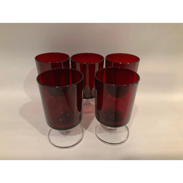 Mid-Century Modern Ruby Red Cavalier Glasses Made in France, a Set of 5 For Sale - Image 3 of 9
