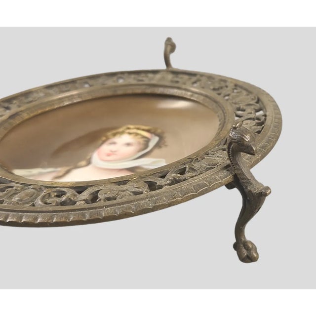 Victorian Antique Late 19th Century Portrait Plate Queen Louise of Prussia Bronze Card Trinket Tray Holder For Sale - Image 3 of 10