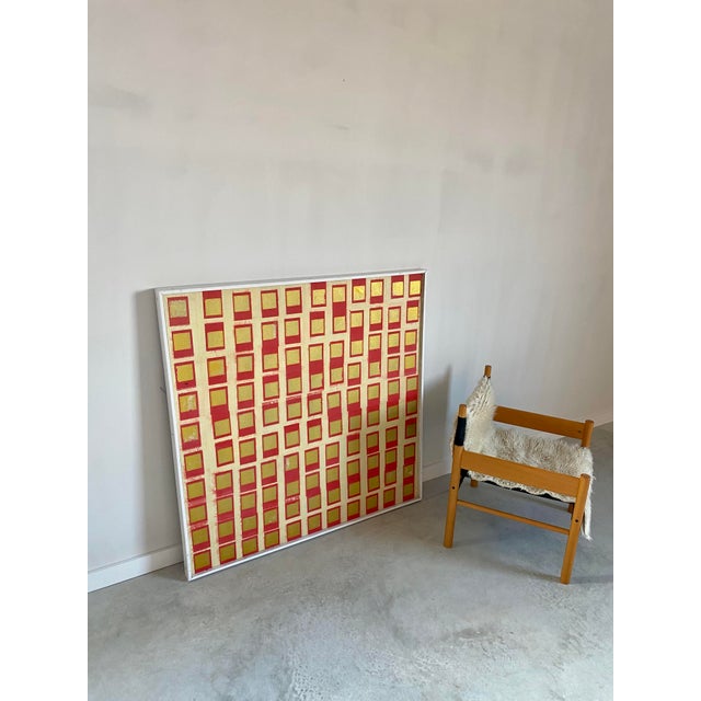 49" Minimalist Organic Modern Gold Foil Grid Painting For Sale - Image 10 of 17