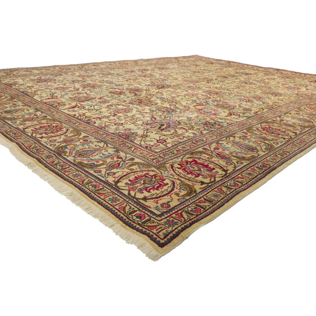 75888 Vintage Persian Tabriz Rug, 09'07 X 12'08. Emanating timeless design with incredible detail and texture, this hand...