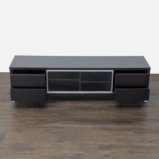 Media Console With Glass Sliding Door For Sale - Image 4 of 10