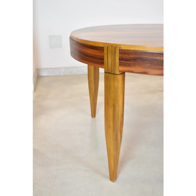 Extendable Dining Table and Set of 8 Walnut & Leather Chairs by André Sornay, France, 1930s For Sale - Image 15 of 17