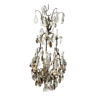 Louis XV Style Cage Chandelier with Pendants, Late 19th Century For Sale