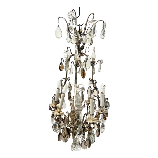 Louis XV Style Cage Chandelier with Pendants, Late 19th Century For Sale