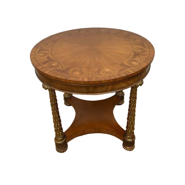 Hollywood Regency Round Brass Palm Tree Legs Accent Table by Maitland Smith For Sale In Chicago - Image 6 of 9