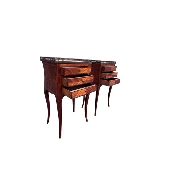 Late 19th Century Marble Top Gallery French Italy 3 Drawer Stands, Pair For Sale - Image 12 of 18