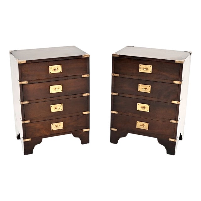 Military Campaign Bedside Chests, 1930, Set of 2 For Sale