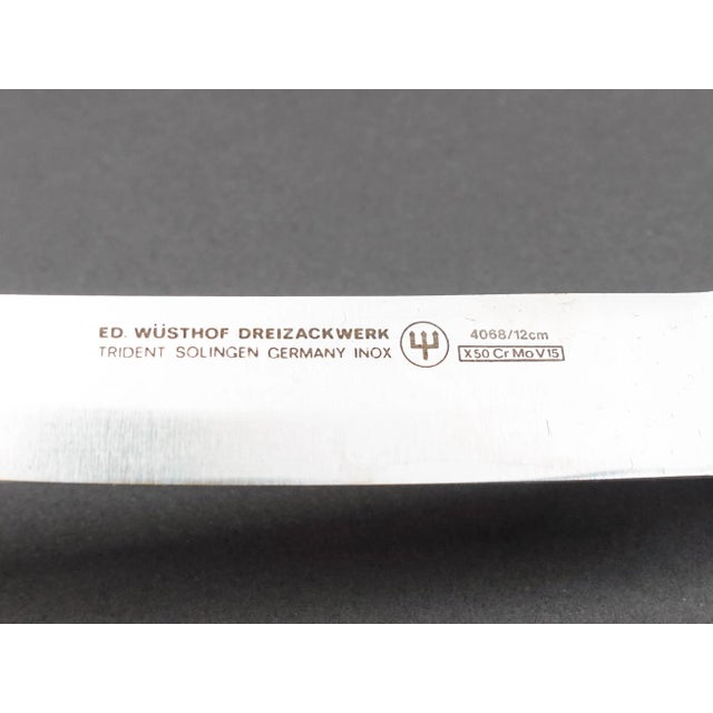 Wusthof Trident Soligen Germany Inox 4068/12cm X50 Cr Mo V15 Classic Steak Knives Set Of 6. Measures approximately 8 7/8"...