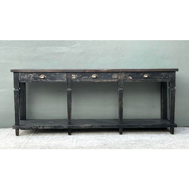 Black Vintage Patinated Long Console Table For Sale - Image 8 of 13