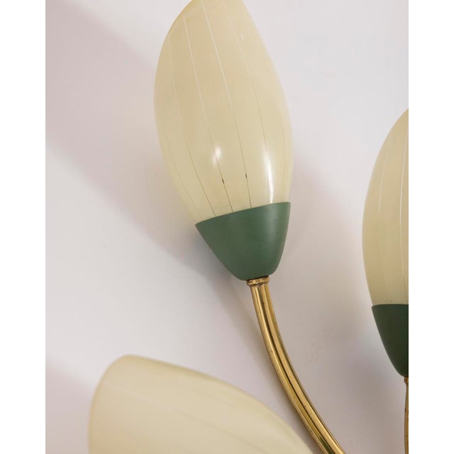 Forest Green Vintage Italian Floral Style Wall Lamps, 1950s, Set of 3 For Sale - Image 8 of 15