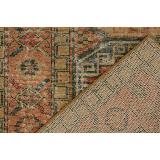 Rug & Kilim’s Distressed Persian Style Rug in Orange, Beige and Blue Medallions For Sale In New York - Image 6 of 7
