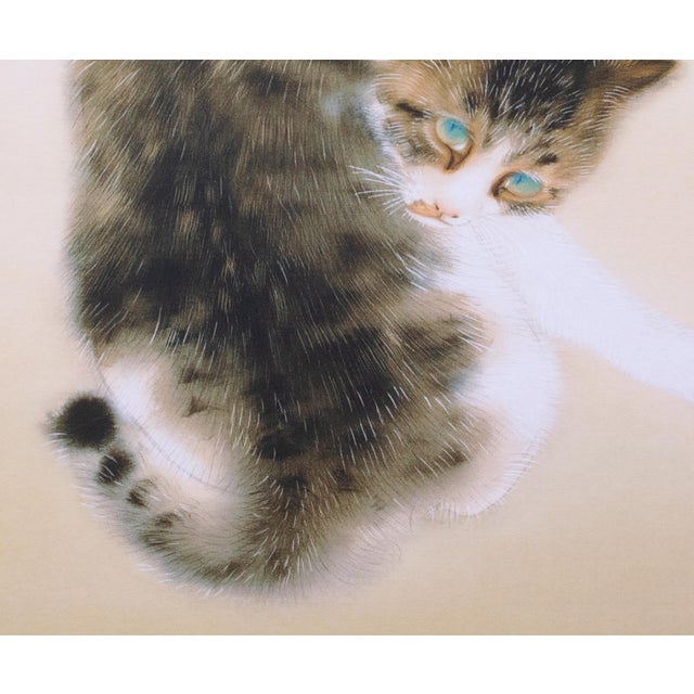"Cat", Heisei Era Japanese Silk Painting For Sale In Dallas - Image 6 of 15
