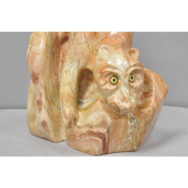 Modern Vintage Seymour Shuren Modern Pink Carved Marble Abstract Panther Cat Sculpture For Sale - Image 3 of 18