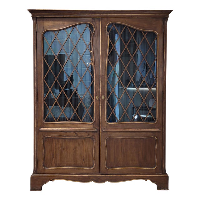 Art Nouveau Display Cabinet in Stained and Gilded Pine Wood, England, 1930 For Sale