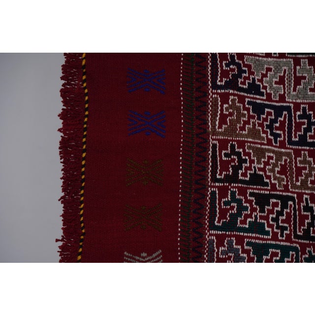 Mid 20th Century Jajim Kilim With Diagonal Stripes 5'4'' X 7'9'' For Sale - Image 9 of 11