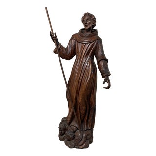 18th Century Baroque Wooden Sculpture of St. Francis of Assisi, Italy For Sale