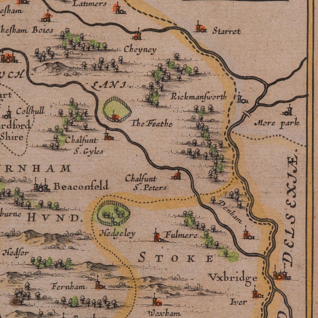 Antique Buckinghamshire Map, English, Framed 17th Century County Cartography For Sale - Image 11 of 12