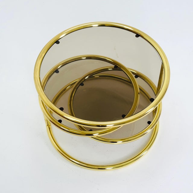 Gold Mid-Century Coffee Table with 3 Swivel Levels by Milo Baughman, Italy, 1970s For Sale - Image 8 of 11