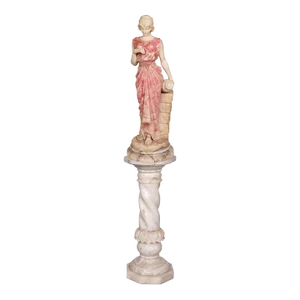 Late 19th Century Italian Marble & Alabaster Sculpture With Pedestal