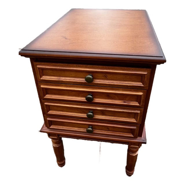 Side Table With Storage of Four Folding Serving Tray Stands Solid Birchwood For Sale