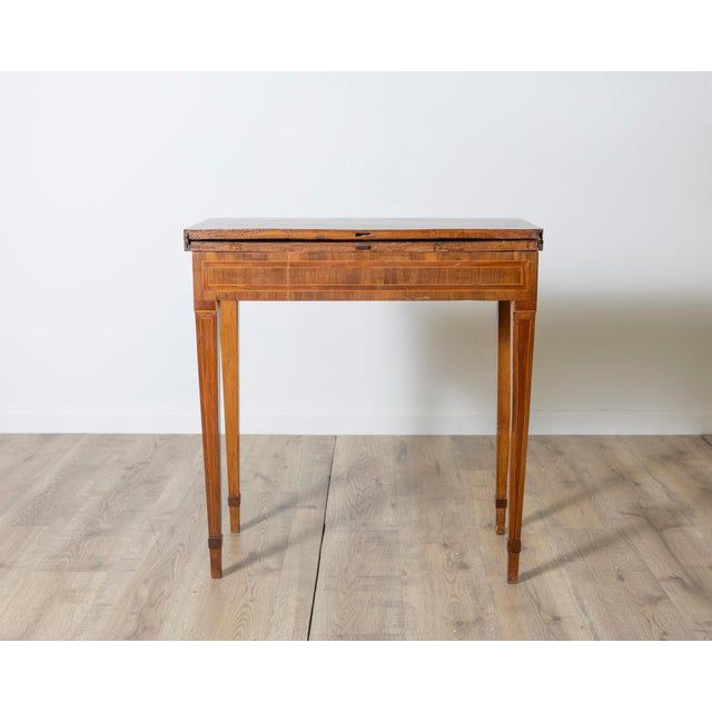 Tangerine Walnut Veneer And Inlaid Table Game Table, End Of The 18th Century For Sale - Image 8 of 9