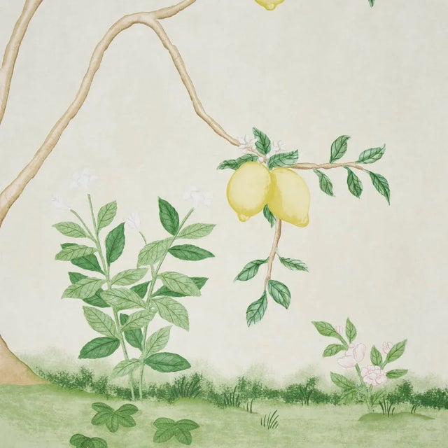 Schumacher Schumacher Citrus Blossom 2 Panel Set Wallpaper In Cream For Sale - Image 4 of 6