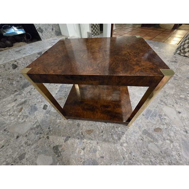Burl and Golden Brass Tiered Side Table by Century Furniture For Sale - Image 11 of 14